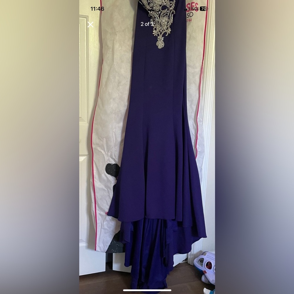 Jovani Purple Embellished Halter Maxi Dress - Picture 2 of 3